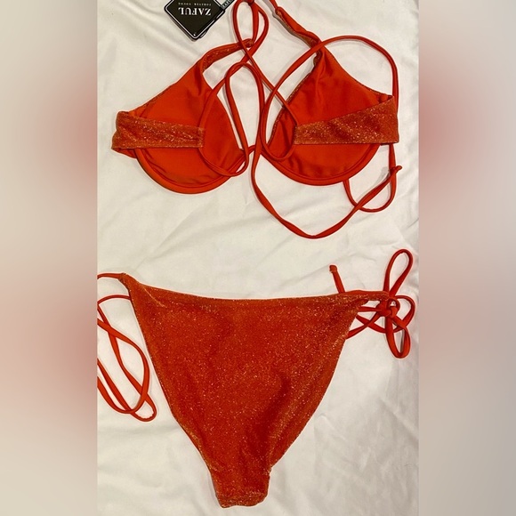 ZAFUL Red Metallic Underwire Bikini Set, Size XL, NWT - Picture 3 of 9